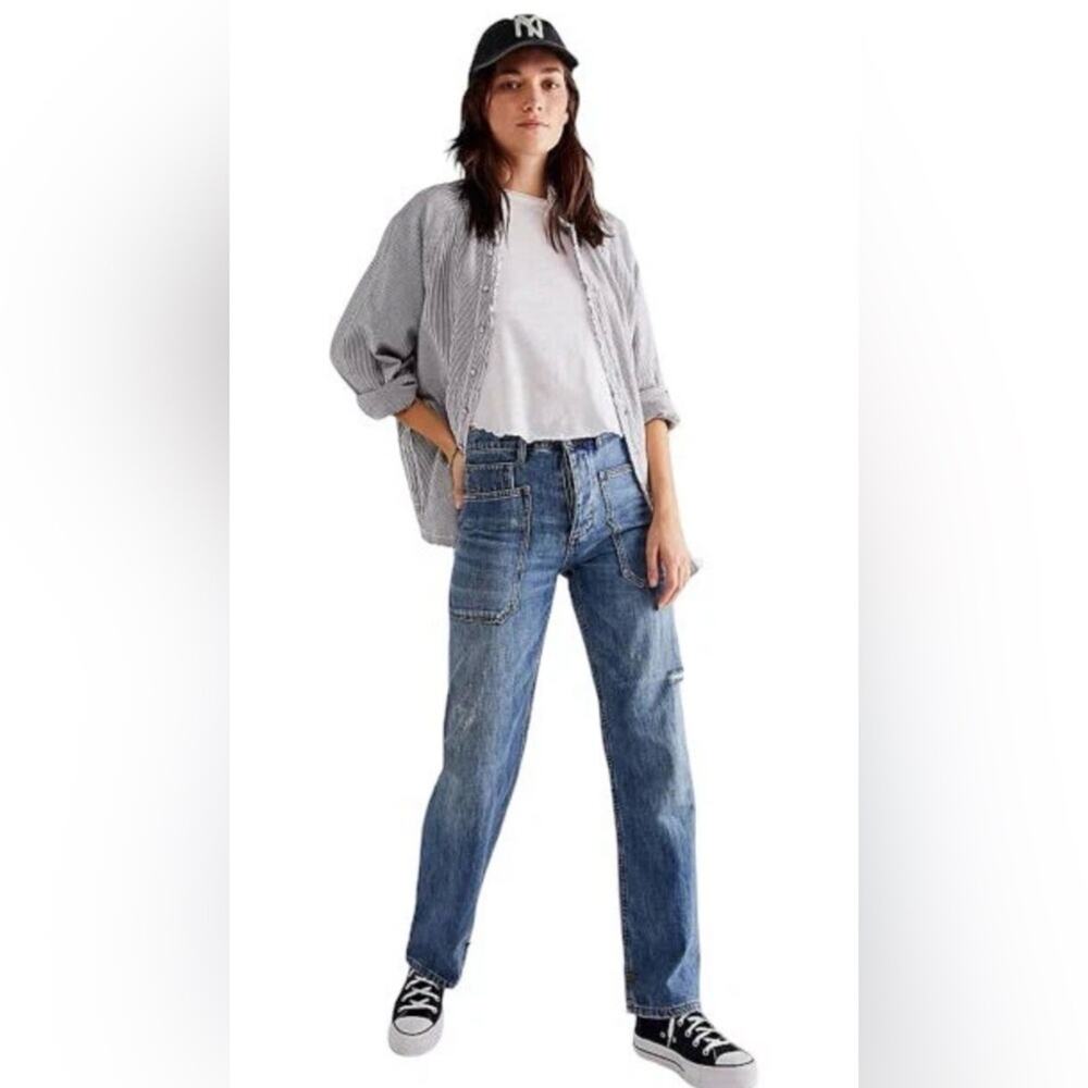NWT Sandrine Rose X Free People 90s Cargo Patch Pocket Distressed Size 27